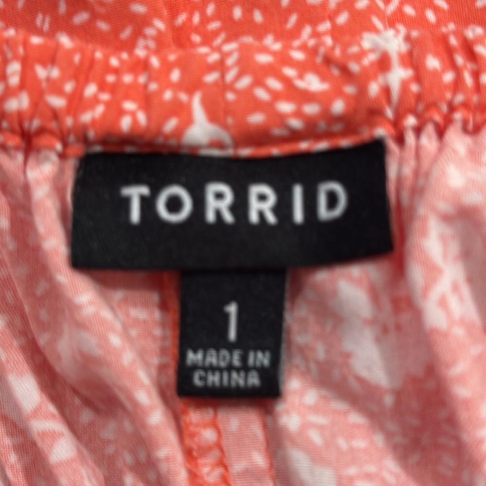 Torrid Women’s Floral Coral‎ Skater Dress with Drawstring Elastic Waist Size 1X - Picture 4 of 7